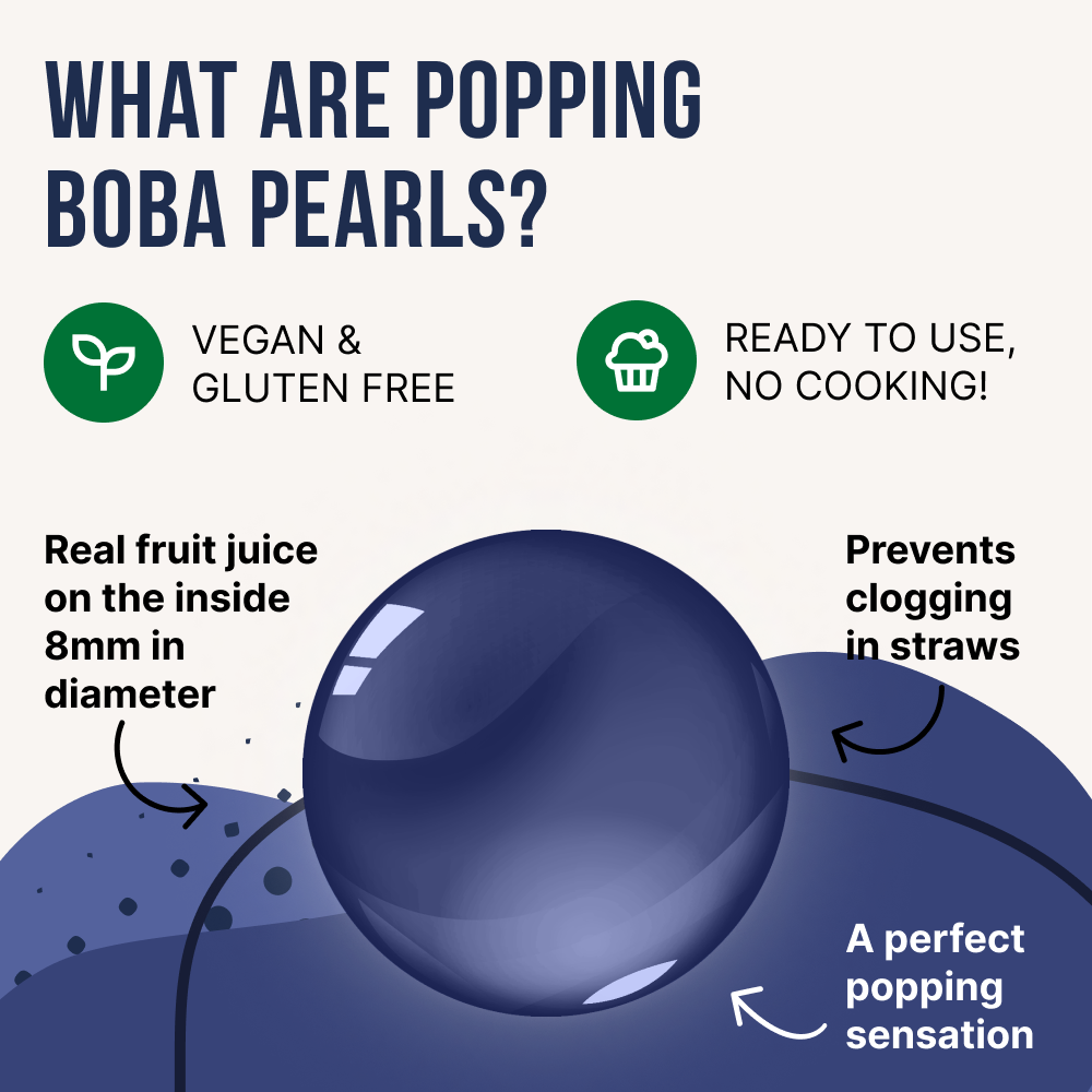 Blueberry Popping Pearls for Bubble Tea Fruit Boba Retail & Bulk